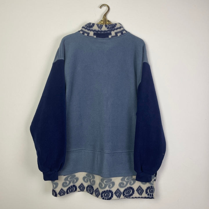 L-XL Fleece Sweater blau, grau