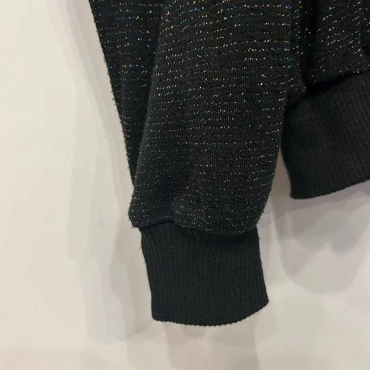 M Pullover Glitzerblumen schwarz