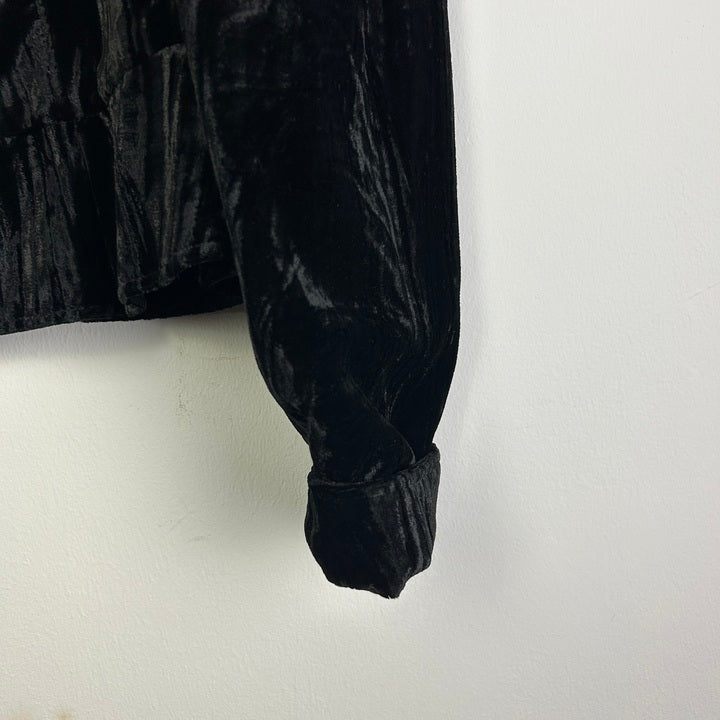 S Samt Jacke schwarz