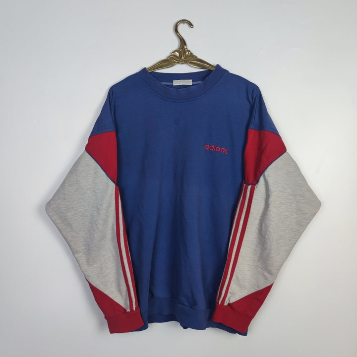 L Vintage Adidas Sweater in Blau
