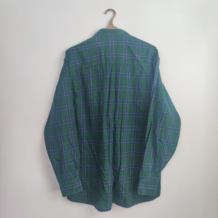 L Vintage Burberry Shirt kariert Grün Blau