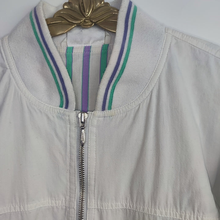 M Vintage Adidas Jacke Weiß Lila.