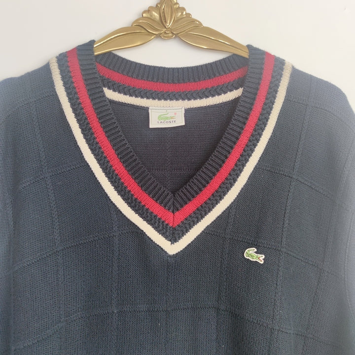 XL Vintage Lacoste Pullover Blau Rot