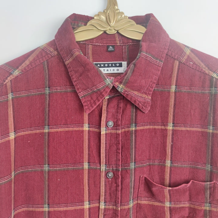 XL Vintage Cord Hemd Rot kariert