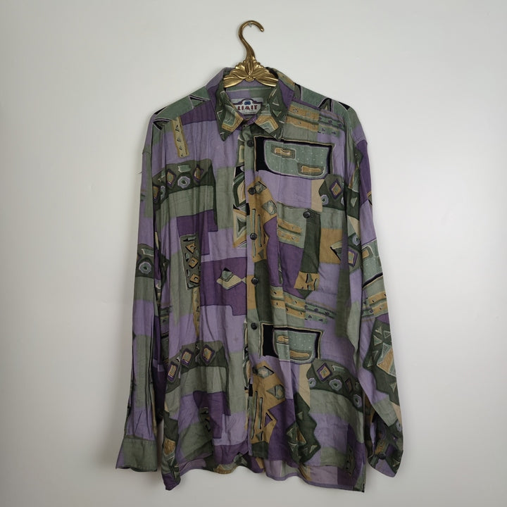 L Vintage Hemd verrückte Muster