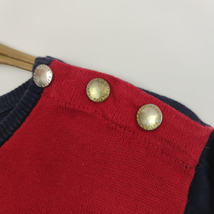 M Vintage Pullover Gürtel Blau Rot