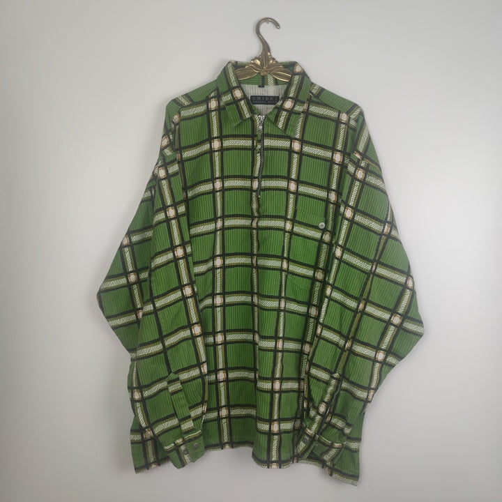 XL Langarm cordhemd grün/weiß kariert