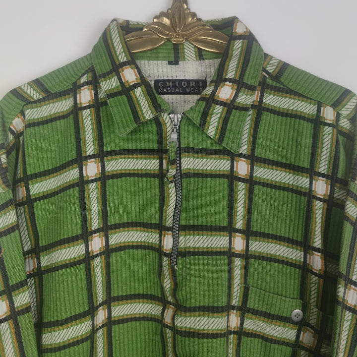 XL Langarm cordhemd grün/weiß kariert