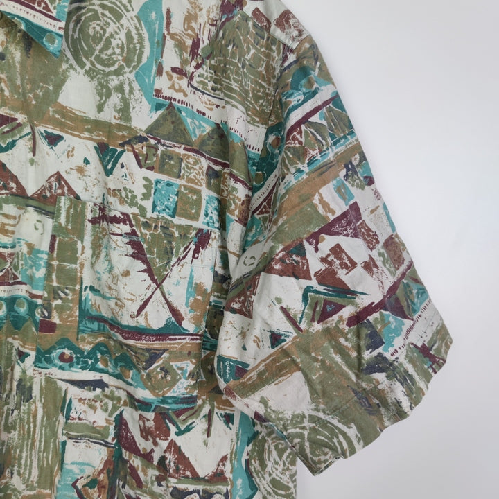 XL Kurzarmhemd abstrakt/geometrisch grün