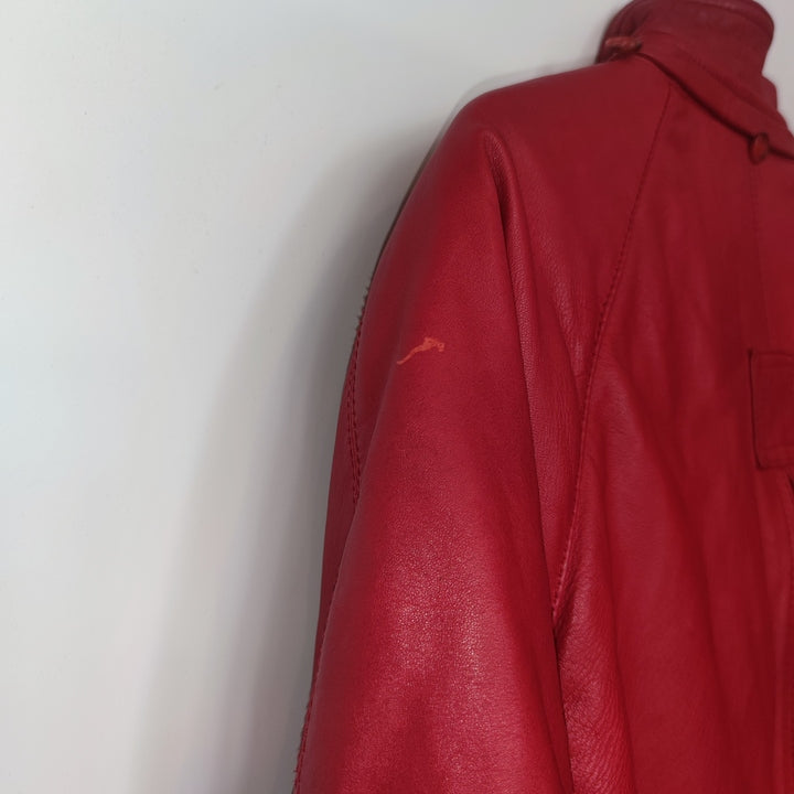 M Ledermantel Glattleder Schulterpolster rot