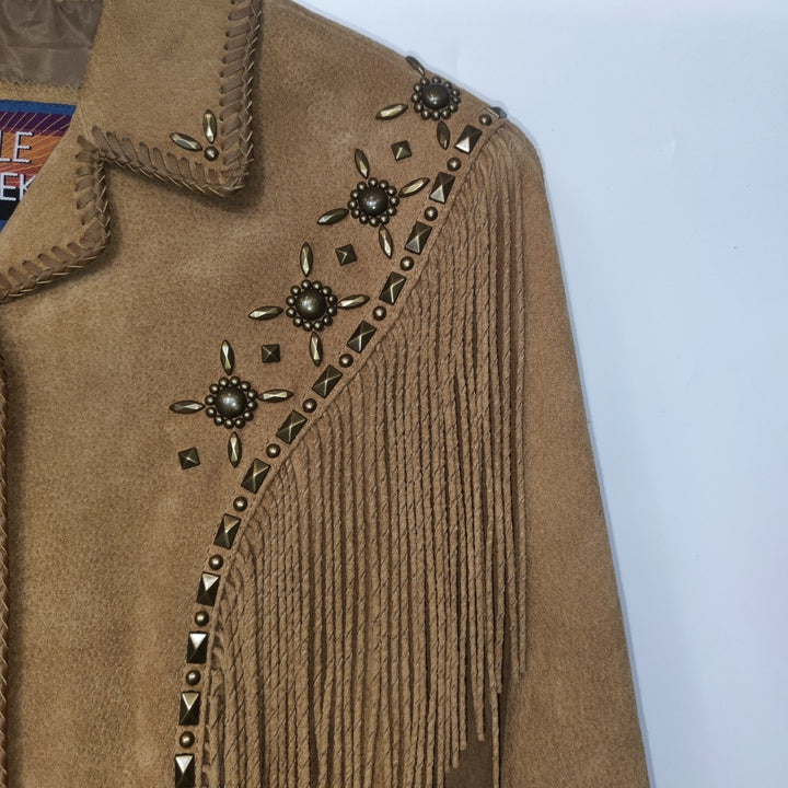S Lederjacke Wildleder Fransen braun