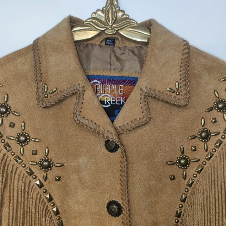 S Lederjacke Wildleder Fransen braun