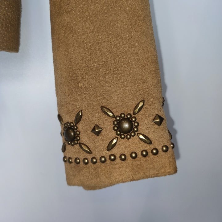 S Lederjacke Wildleder Fransen braun