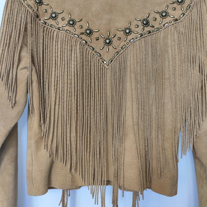 S Lederjacke Wildleder Fransen braun