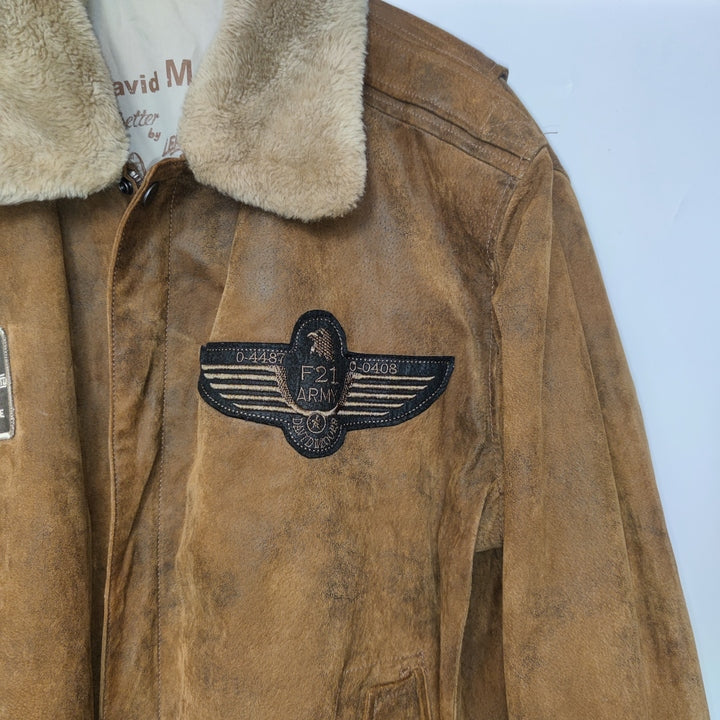 M-L David Moore Wildlederjacke Pilot braun