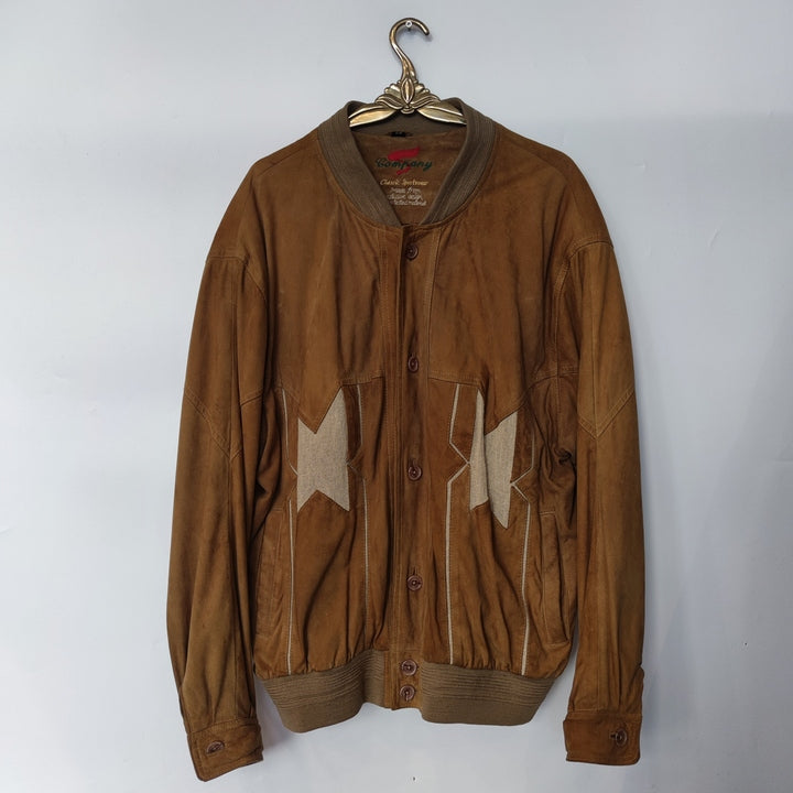 M-L Wildlederjacke Stoffeinsatz braun