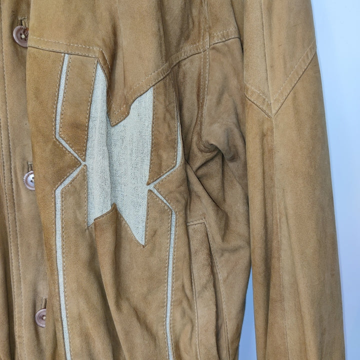 M-L Wildlederjacke Stoffeinsatz braun