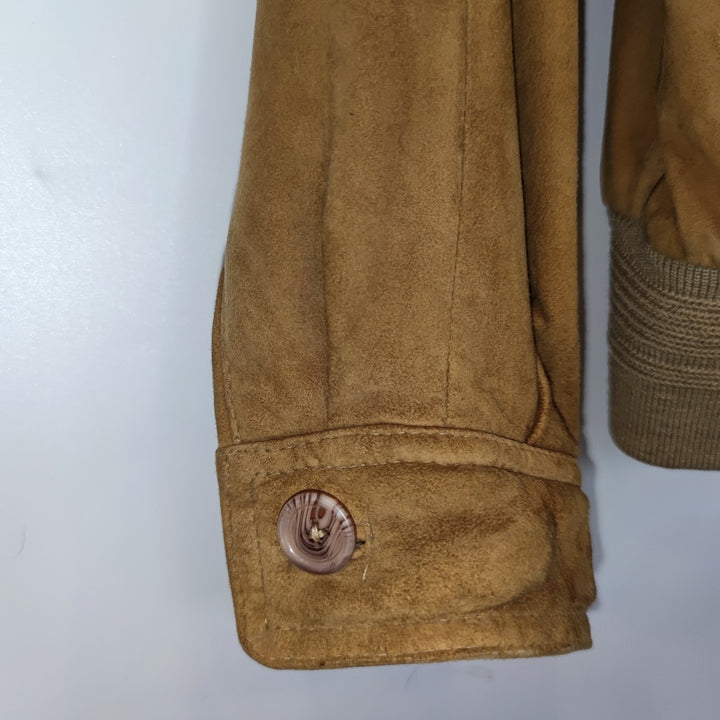 M-L Wildlederjacke Stoffeinsatz braun