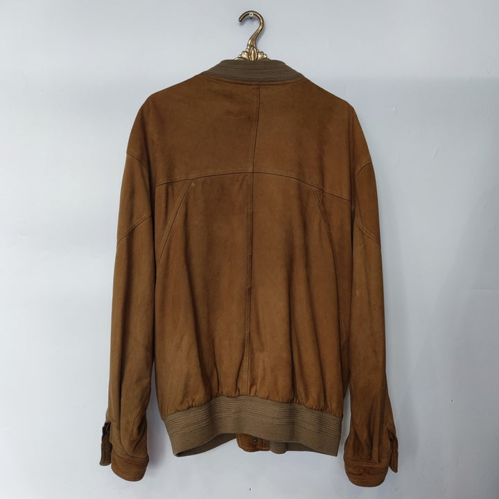 M-L Wildlederjacke Stoffeinsatz braun