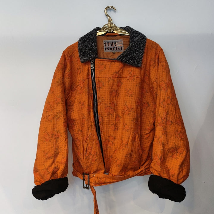 M Funky Jacke Blumen mitteldick orange/schwarz