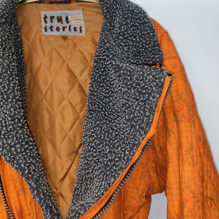 M Funky Jacke Blumen mitteldick orange/schwarz