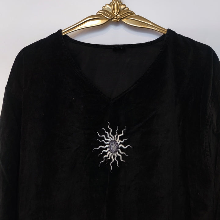 L-XL Samtsweater Sonne schwarz