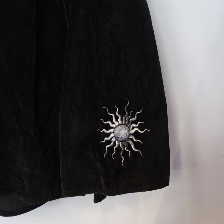 L-XL Samtsweater Sonne schwarz