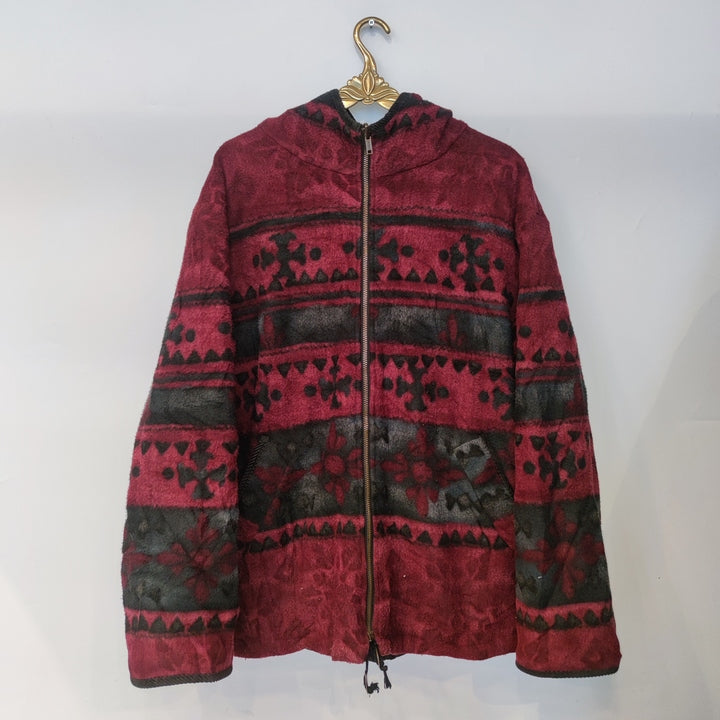 L-XL Fleece Jacke Wendejacke magentarot