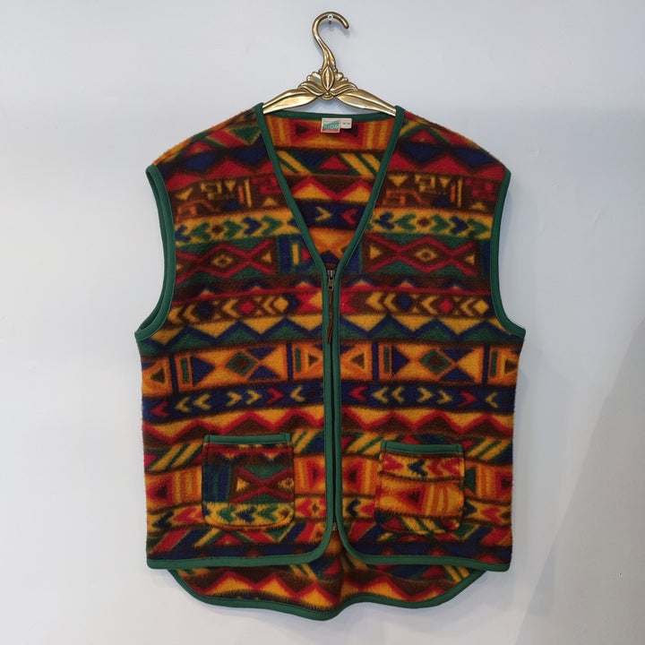 L Fleece Weste geometrische Musterv