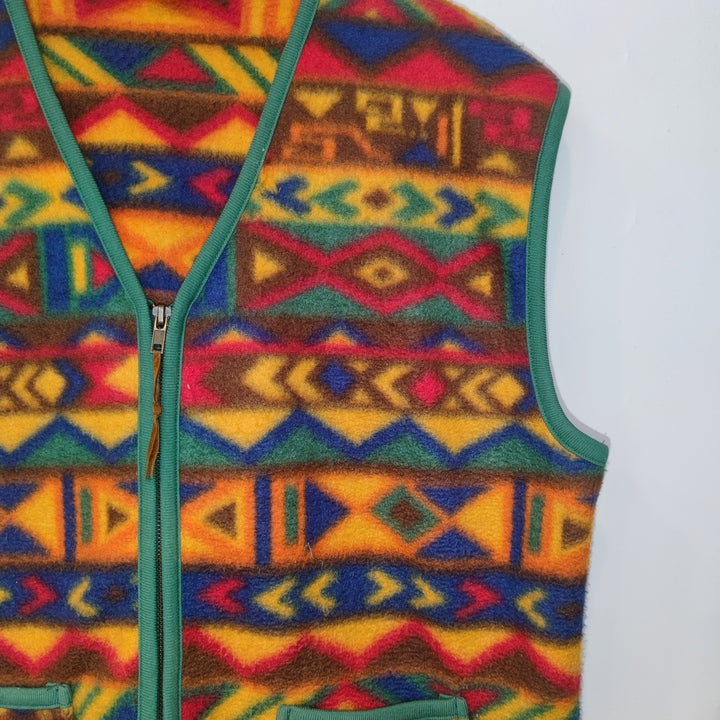 L Fleece Weste geometrische Musterv