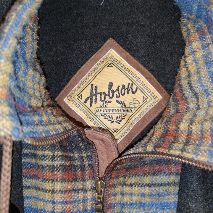 M-L Leder-/Wolljacke mit abnehmbaren Ärmeln kariert
