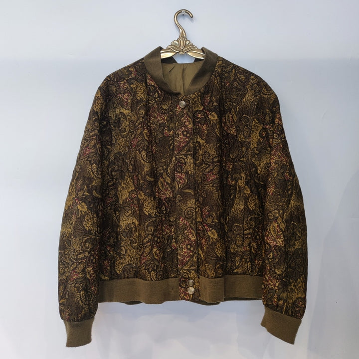 M-L Wolljacke indische Blumenmuster grün/gelb