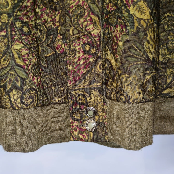 M-L Wolljacke indische Blumenmuster grün/gelb