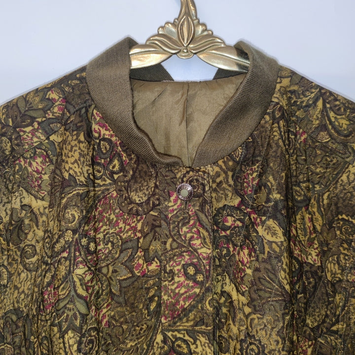 M-L Wolljacke indische Blumenmuster grün/gelb
