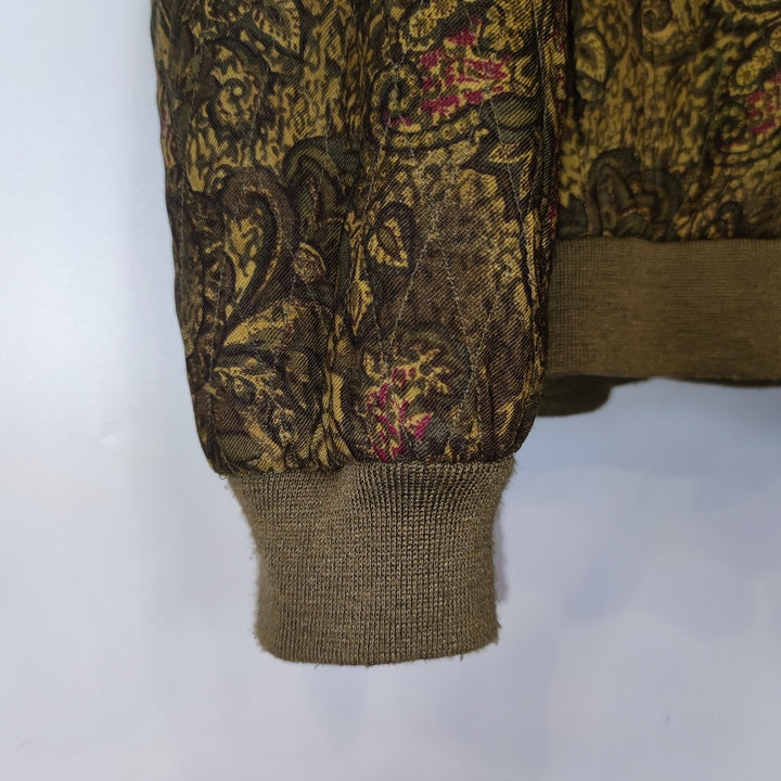M-L Wolljacke indische Blumenmuster grün/gelb