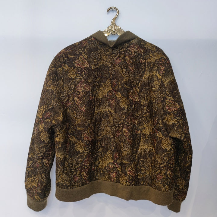 M-L Wolljacke indische Blumenmuster grün/gelb