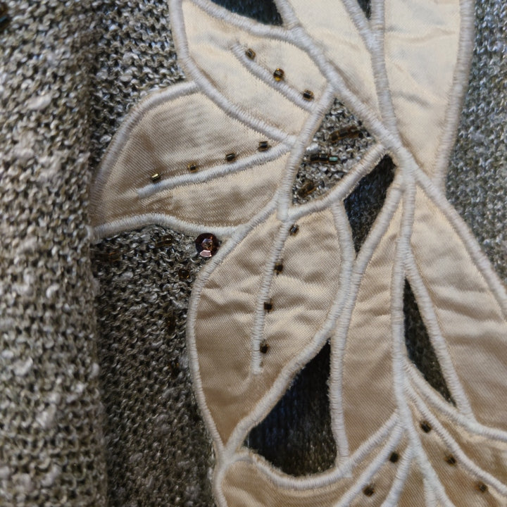 M Handmade Strickjacke Blätter beige