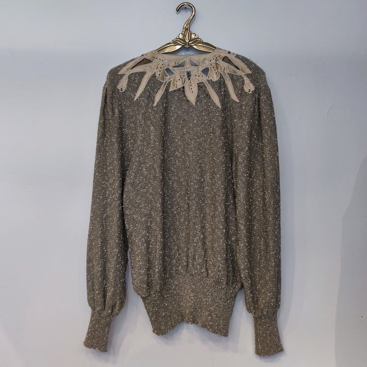 M Handmade Strickjacke Blätter beige