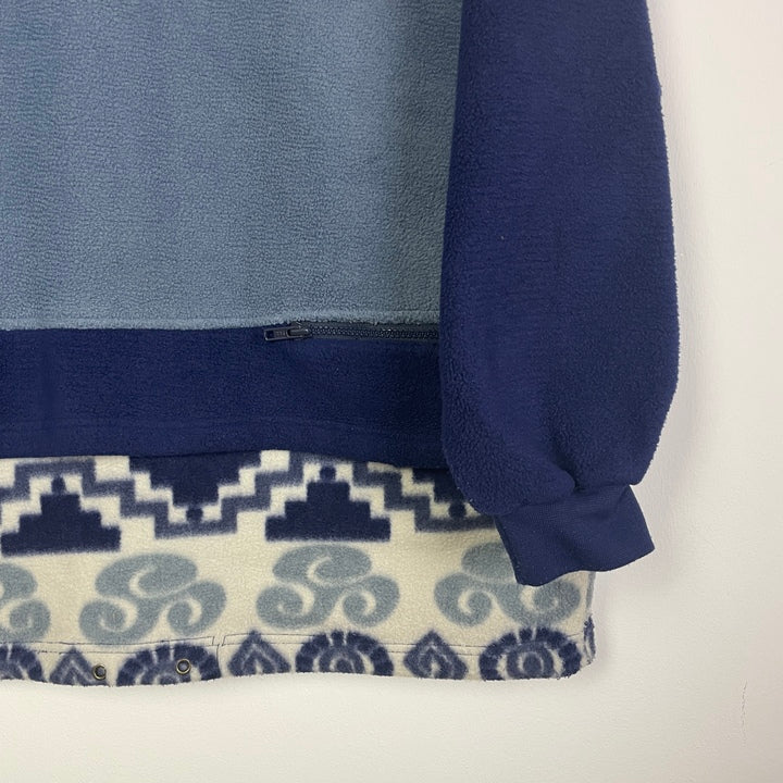 L-XL Fleece Sweater blau, grau