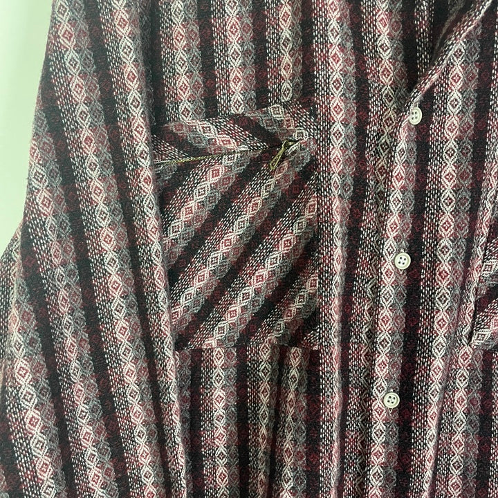 L Hemd gemustert Streifen weiss, rot