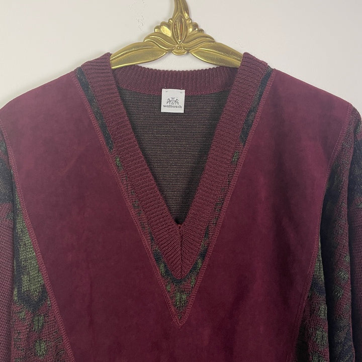 M Pullover abstrakte Muster weinrot