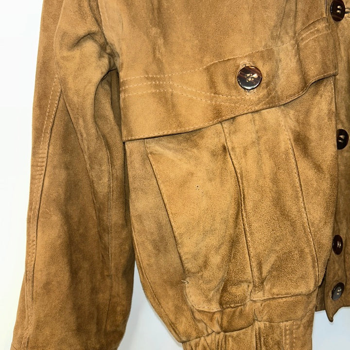 M Wildlederjacke mit Glattlederelementen braun