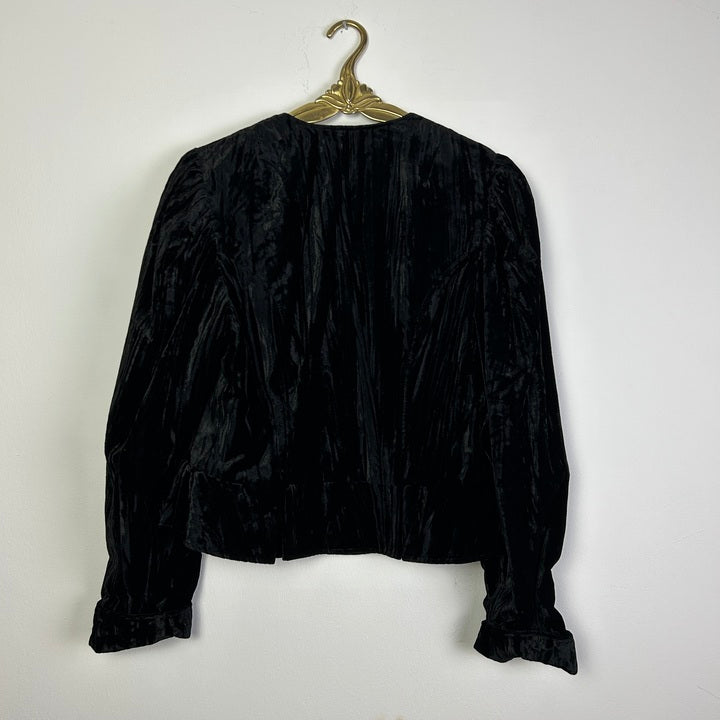 S Samt Jacke schwarz