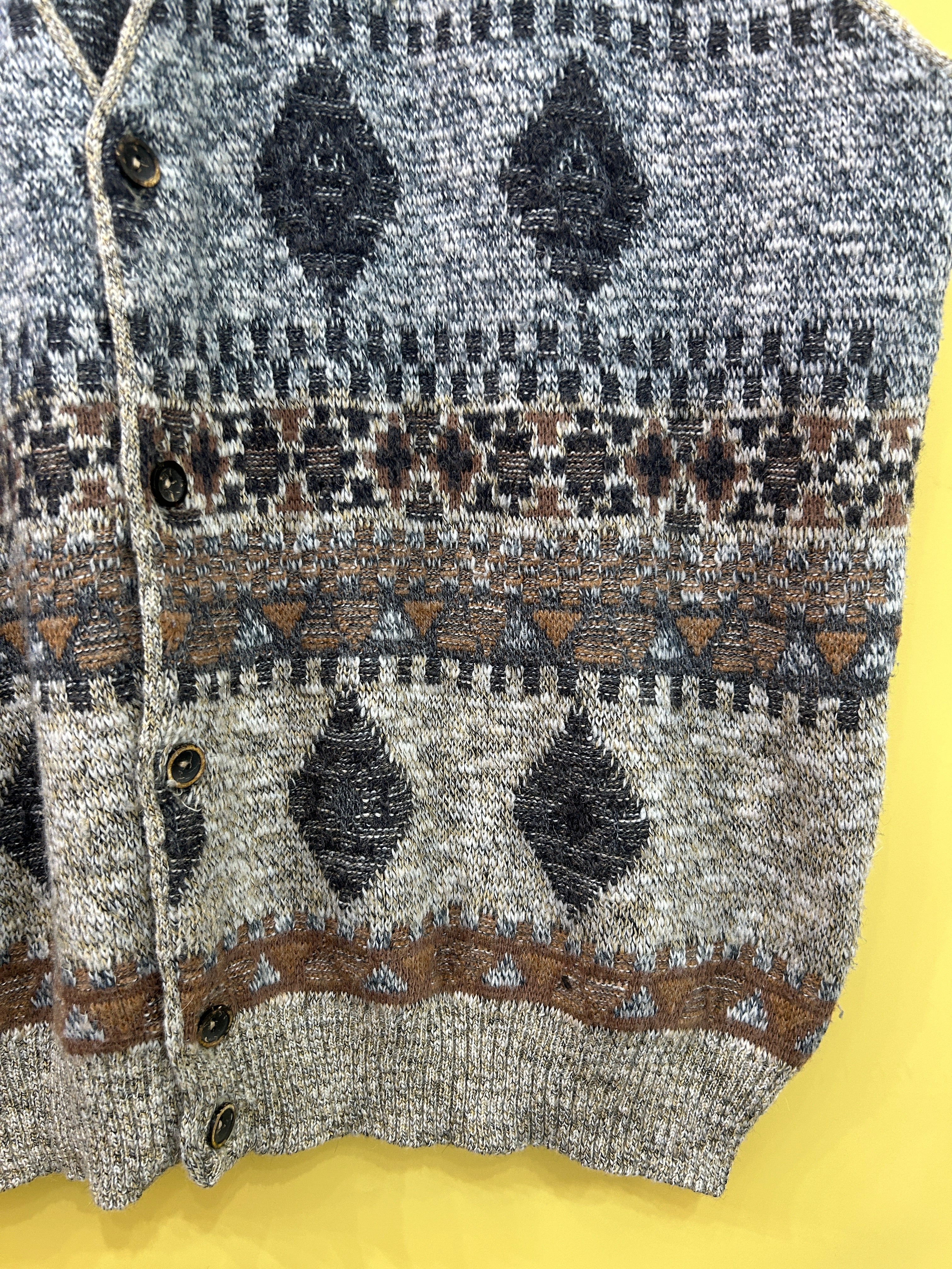 L-XL Vintage Weste Strick Boho