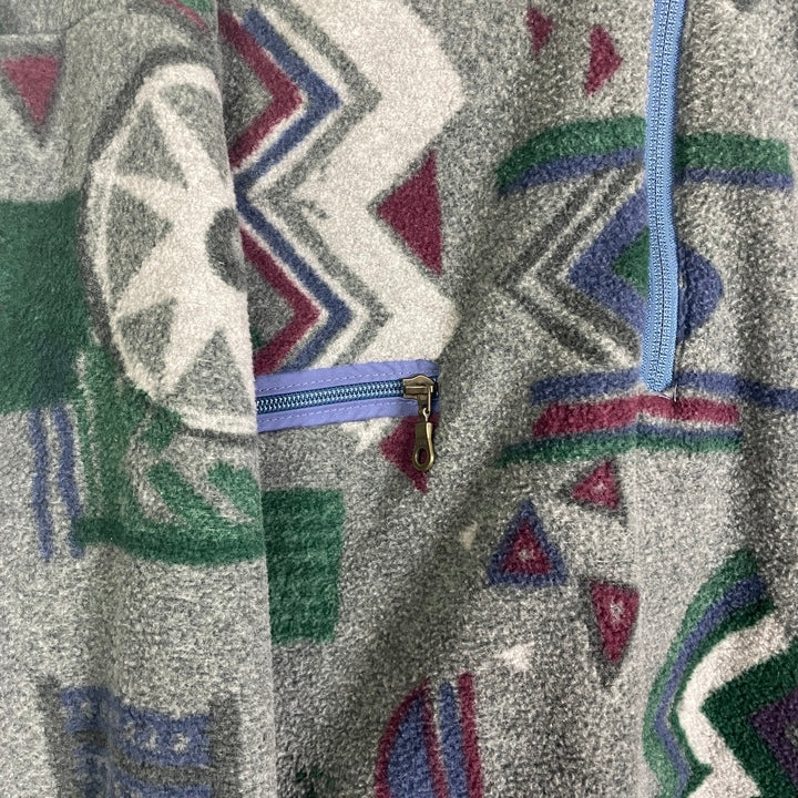 XXL reversable Fleece Sweater geometrische Muster blau