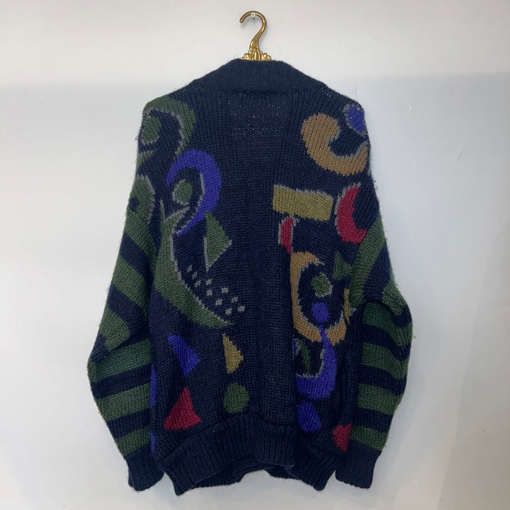 M Cardigan abstrakte Muster grün/blau