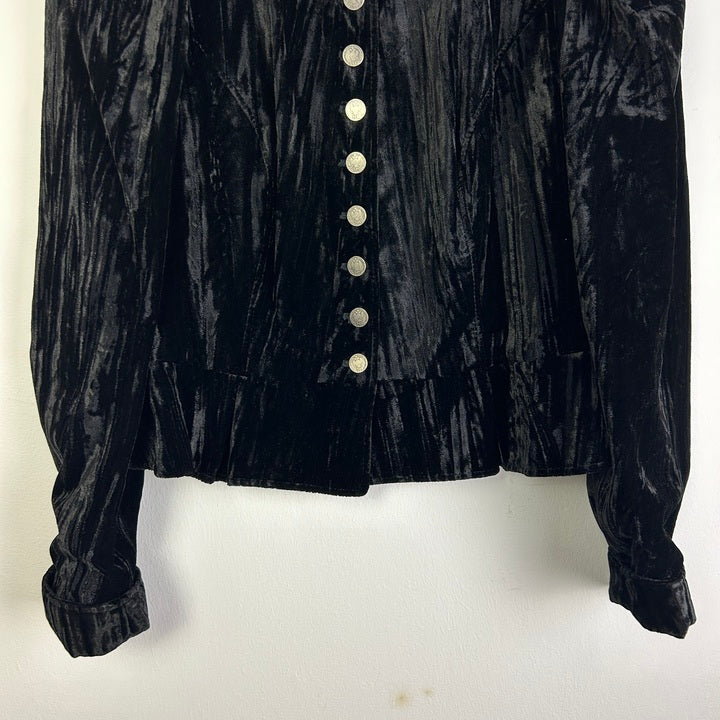 S Samt Jacke schwarz