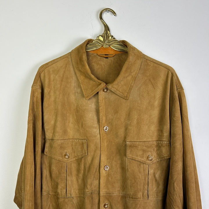 XL Wildleder Hemd oranger Kragen