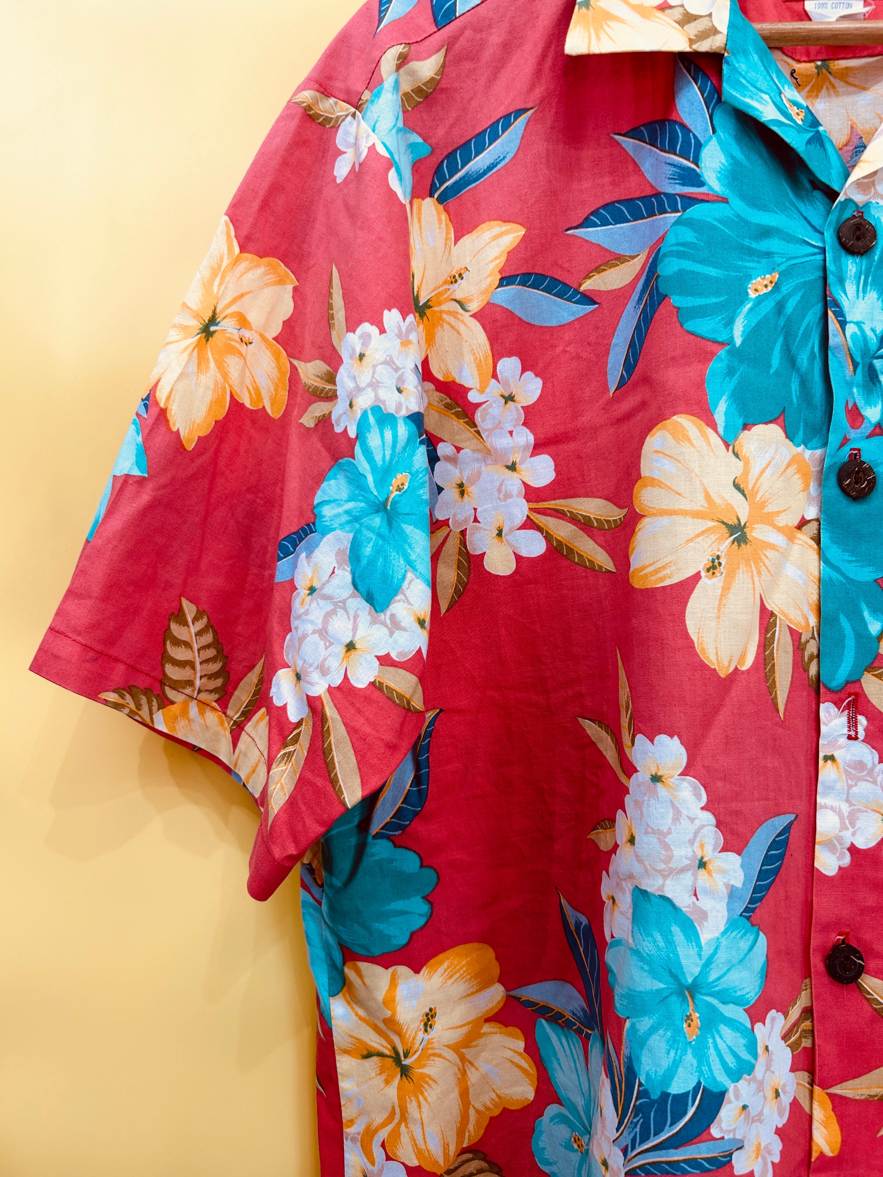 M-L Vintage Hawaii Shirt rot/blau