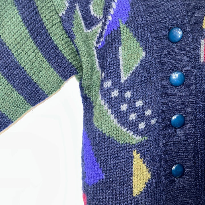 M Cardigan abstrakte Muster grün/blau